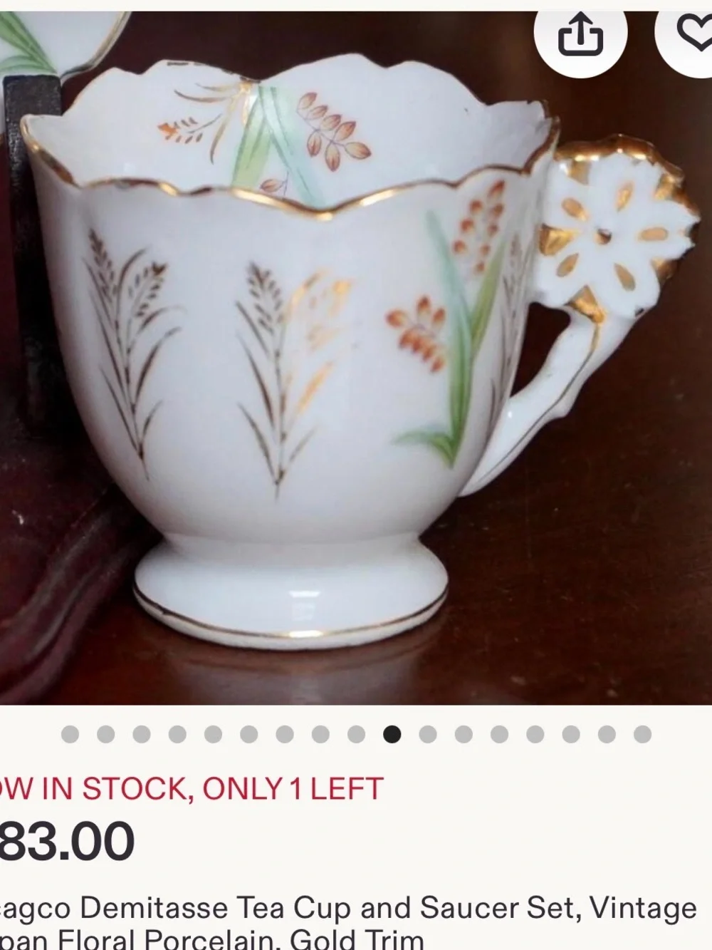 Ucagco Demitasse Tea Cup - Vintage Japan Floral Porcelain